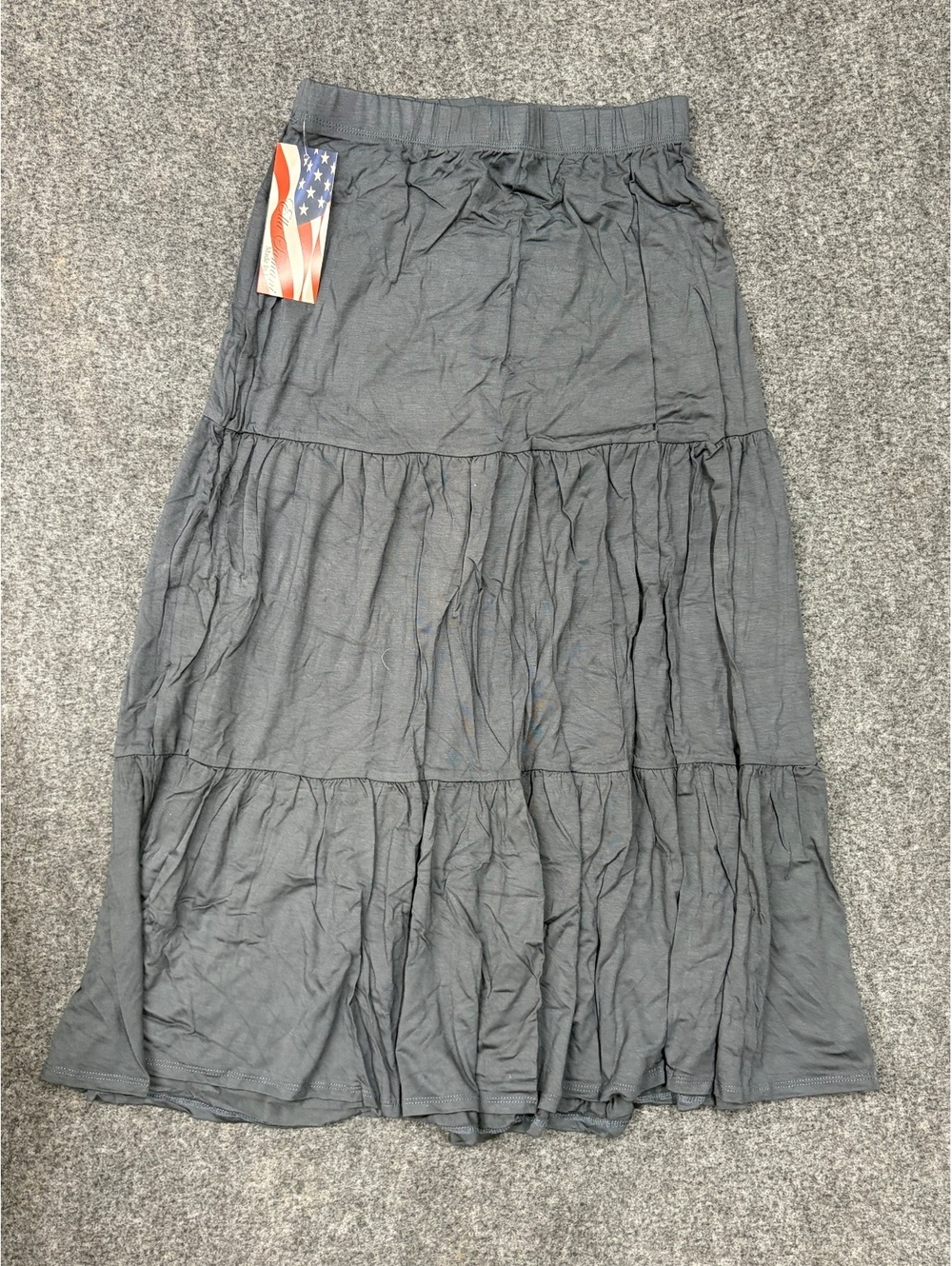 By Joseph Medium Gray Tiered Maxi Skirt Made in USA